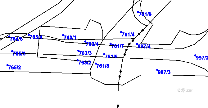 Parcela st. 761/6 v KÚ Vrbno u Mělníka, Katastrální mapa