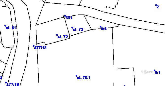 Parcela st. 71/2 v KÚ Hořiněves, Katastrální mapa