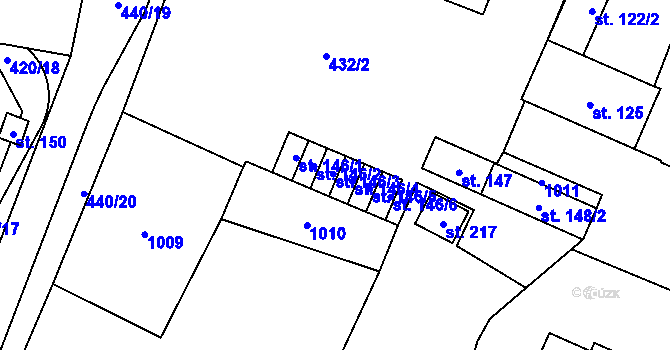 Parcela st. 146/3 v KÚ Hořiněves, Katastrální mapa