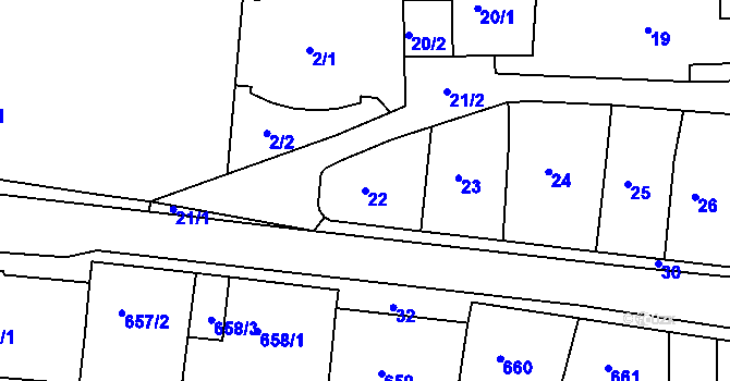 Parcela st. 22 v KÚ Hořovice, Katastrální mapa