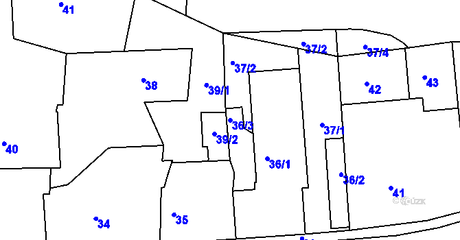 Parcela st. 36/3 v KÚ Hořovice, Katastrální mapa