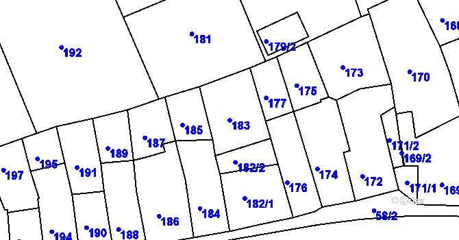 Parcela st. 183 v KÚ Hořovice, Katastrální mapa
