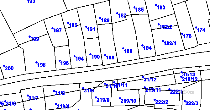 Parcela st. 188 v KÚ Hořovice, Katastrální mapa