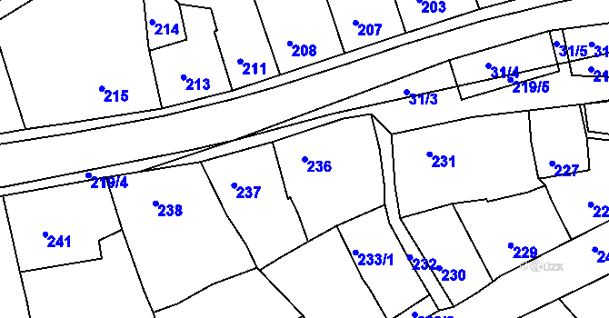 Parcela st. 236 v KÚ Hořovice, Katastrální mapa