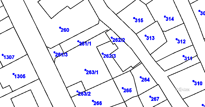 Parcela st. 262/3 v KÚ Hořovice, Katastrální mapa