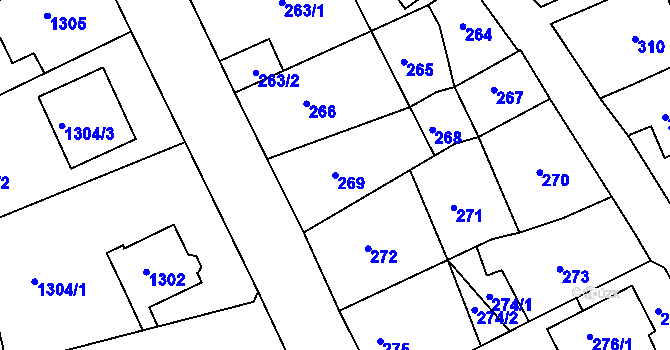 Parcela st. 269 v KÚ Hořovice, Katastrální mapa