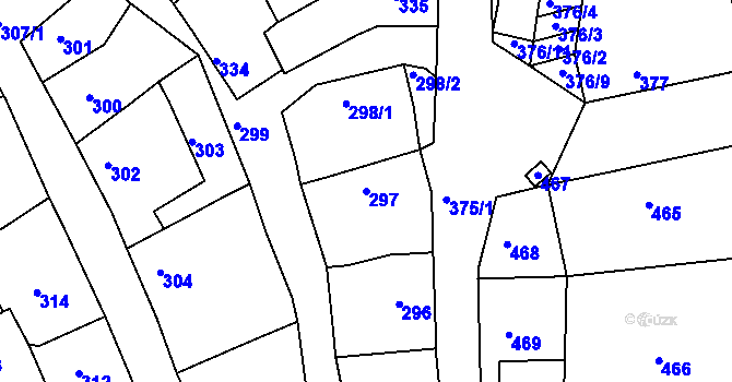 Parcela st. 297 v KÚ Hořovice, Katastrální mapa