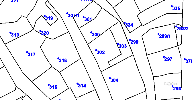 Parcela st. 302 v KÚ Hořovice, Katastrální mapa