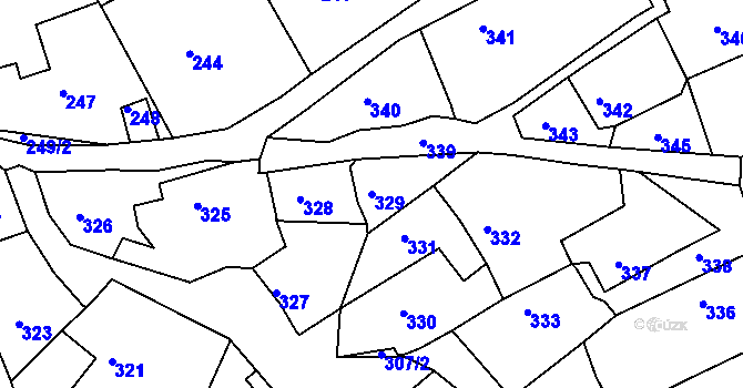 Parcela st. 329 v KÚ Hořovice, Katastrální mapa
