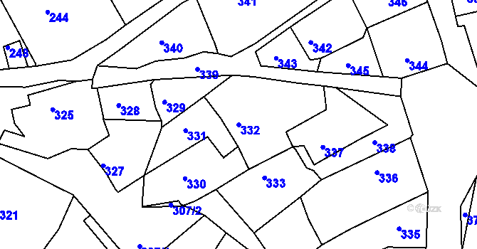Parcela st. 332 v KÚ Hořovice, Katastrální mapa