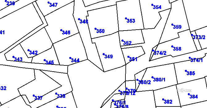 Parcela st. 349 v KÚ Hořovice, Katastrální mapa