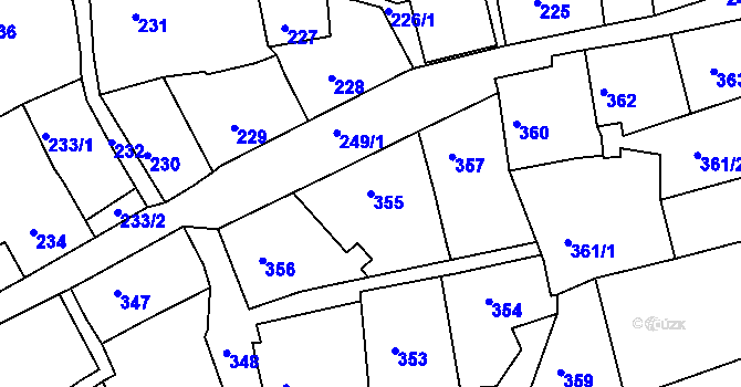 Parcela st. 355 v KÚ Hořovice, Katastrální mapa