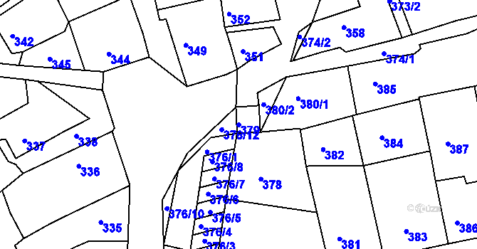 Parcela st. 379 v KÚ Hořovice, Katastrální mapa