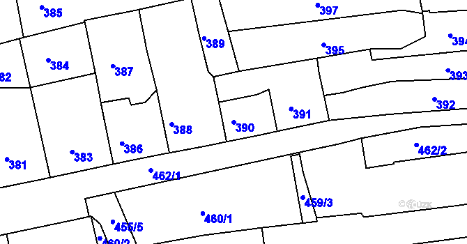 Parcela st. 390 v KÚ Hořovice, Katastrální mapa