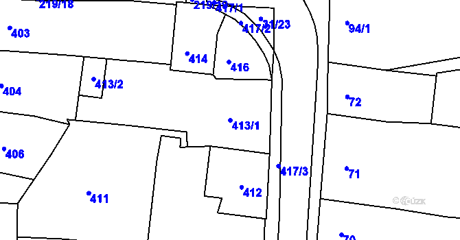 Parcela st. 413/1 v KÚ Hořovice, Katastrální mapa