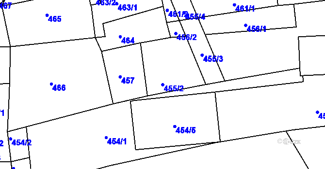 Parcela st. 455/2 v KÚ Hořovice, Katastrální mapa