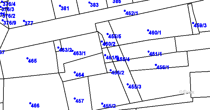 Parcela st. 461/2 v KÚ Hořovice, Katastrální mapa