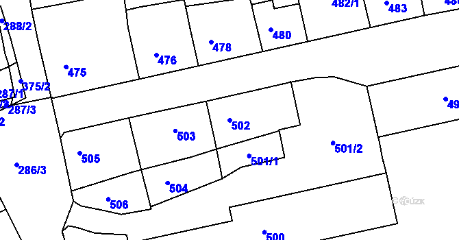 Parcela st. 502 v KÚ Hořovice, Katastrální mapa