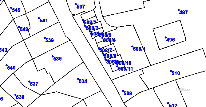 Parcela st. 508/8 v KÚ Hořovice, Katastrální mapa