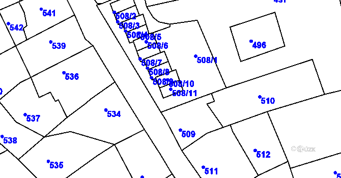 Parcela st. 508/11 v KÚ Hořovice, Katastrální mapa