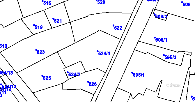 Parcela st. 524/1 v KÚ Hořovice, Katastrální mapa