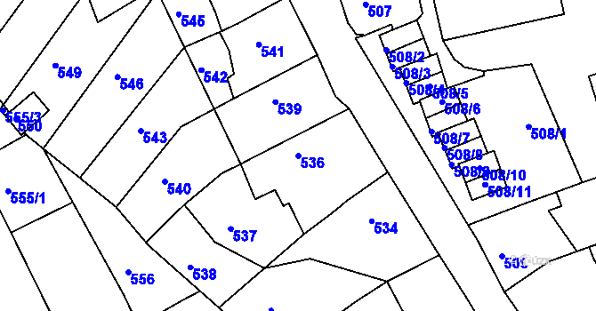 Parcela st. 536 v KÚ Hořovice, Katastrální mapa