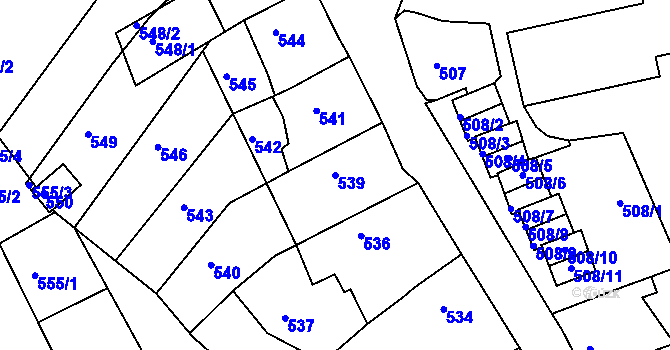 Parcela st. 539 v KÚ Hořovice, Katastrální mapa