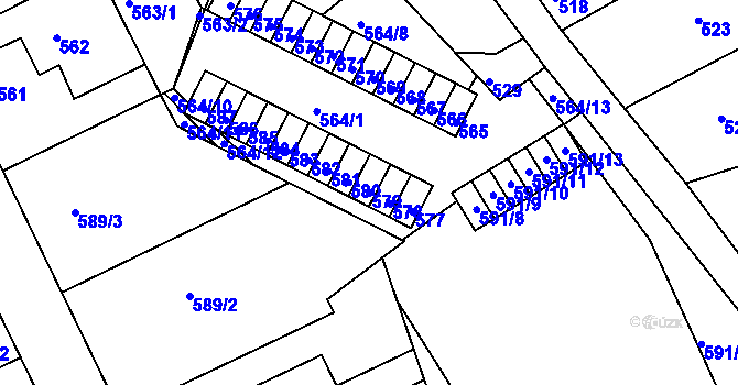 Parcela st. 579 v KÚ Hořovice, Katastrální mapa