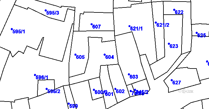 Parcela st. 604 v KÚ Hořovice, Katastrální mapa