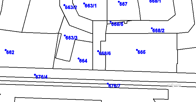 Parcela st. 668/6 v KÚ Hořovice, Katastrální mapa