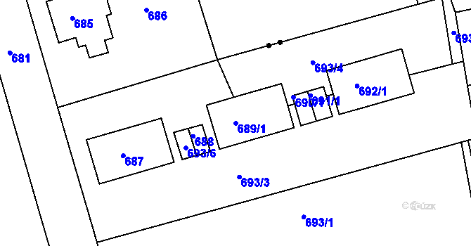 Parcela st. 689/1 v KÚ Hořovice, Katastrální mapa