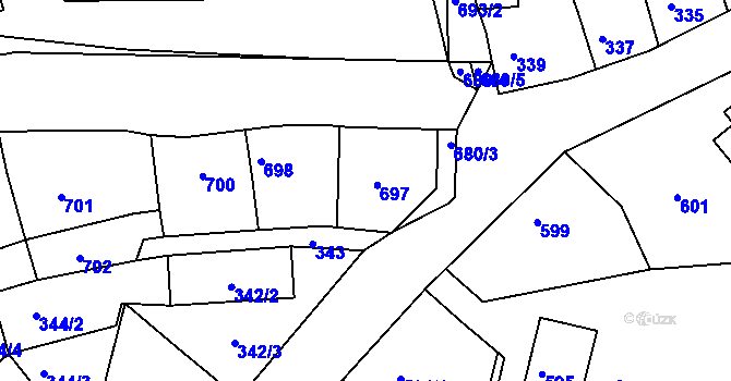 Parcela st. 697 v KÚ Hořovice, Katastrální mapa