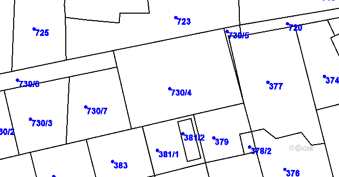 Parcela st. 730/4 v KÚ Hořovice, Katastrální mapa