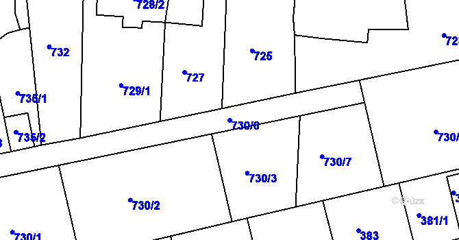 Parcela st. 730/6 v KÚ Hořovice, Katastrální mapa