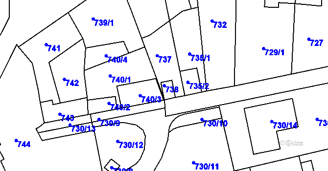 Parcela st. 738 v KÚ Hořovice, Katastrální mapa