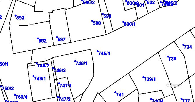 Parcela st. 745/1 v KÚ Hořovice, Katastrální mapa