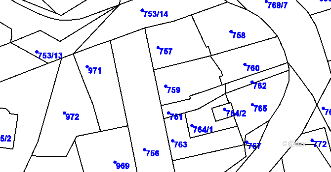 Parcela st. 759 v KÚ Hořovice, Katastrální mapa