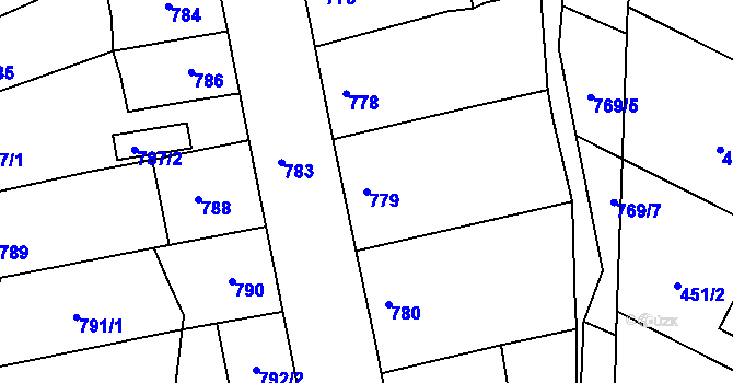 Parcela st. 779 v KÚ Hořovice, Katastrální mapa