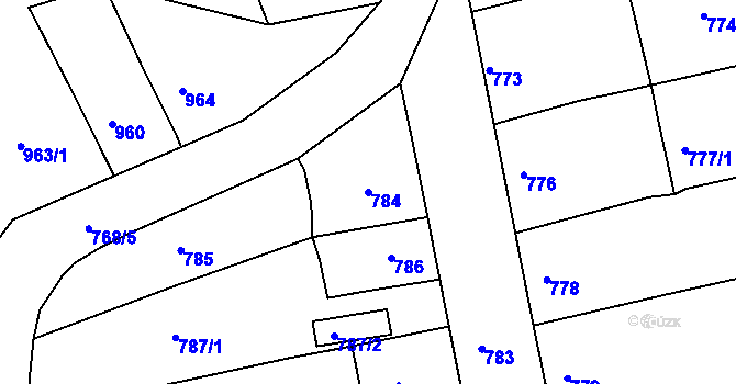 Parcela st. 784 v KÚ Hořovice, Katastrální mapa