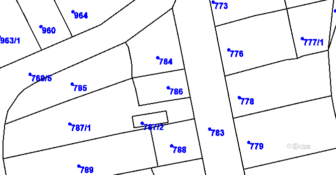 Parcela st. 786 v KÚ Hořovice, Katastrální mapa