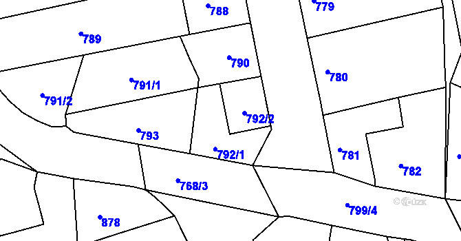 Parcela st. 792 v KÚ Hořovice, Katastrální mapa