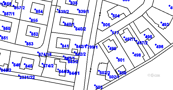 Parcela st. 799/1 v KÚ Hořovice, Katastrální mapa
