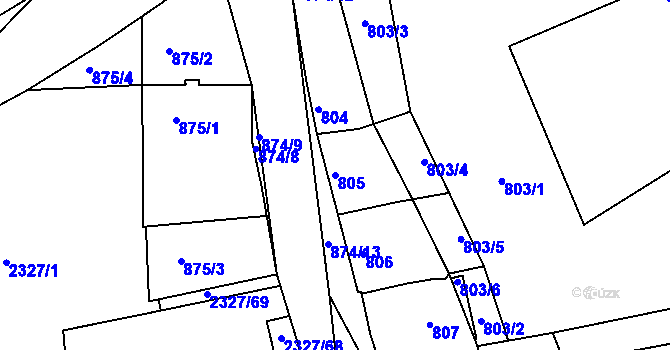 Parcela st. 805 v KÚ Hořovice, Katastrální mapa