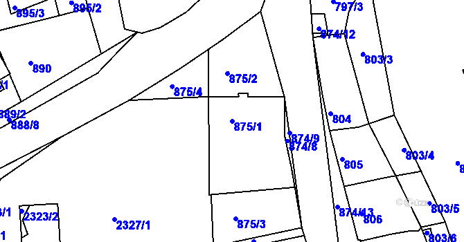 Parcela st. 875/1 v KÚ Hořovice, Katastrální mapa