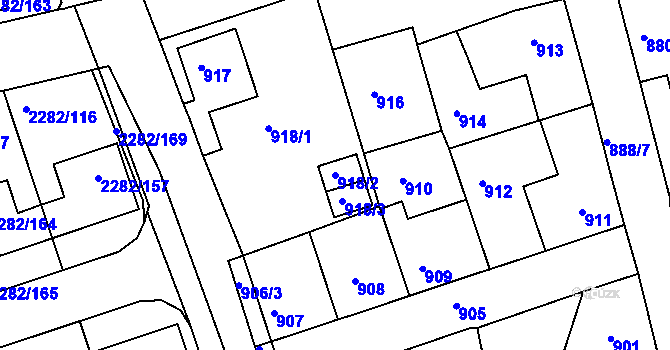 Parcela st. 918/2 v KÚ Hořovice, Katastrální mapa
