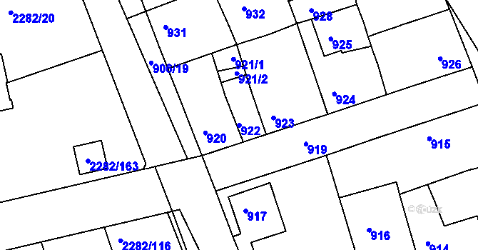 Parcela st. 922 v KÚ Hořovice, Katastrální mapa