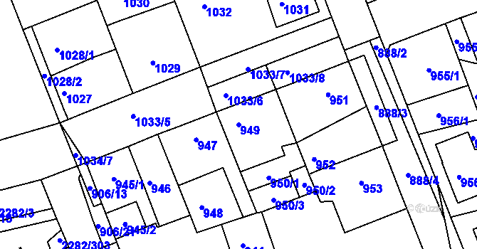 Parcela st. 949 v KÚ Hořovice, Katastrální mapa