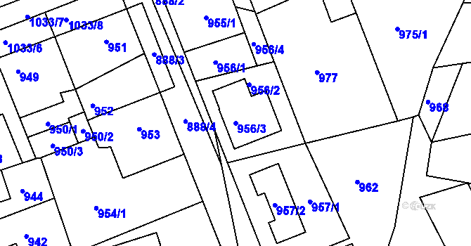 Parcela st. 956/3 v KÚ Hořovice, Katastrální mapa