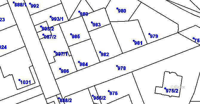 Parcela st. 982 v KÚ Hořovice, Katastrální mapa