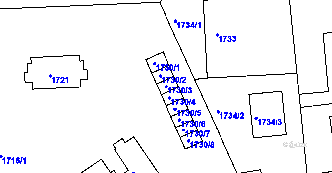 Parcela st. 1730/3 v KÚ Hořovice, Katastrální mapa